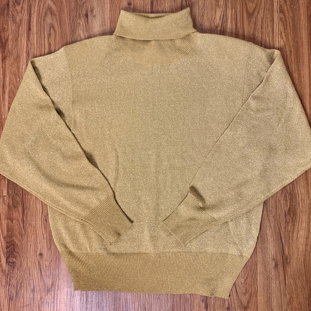 Gold Metallic Turtleneck Sweater